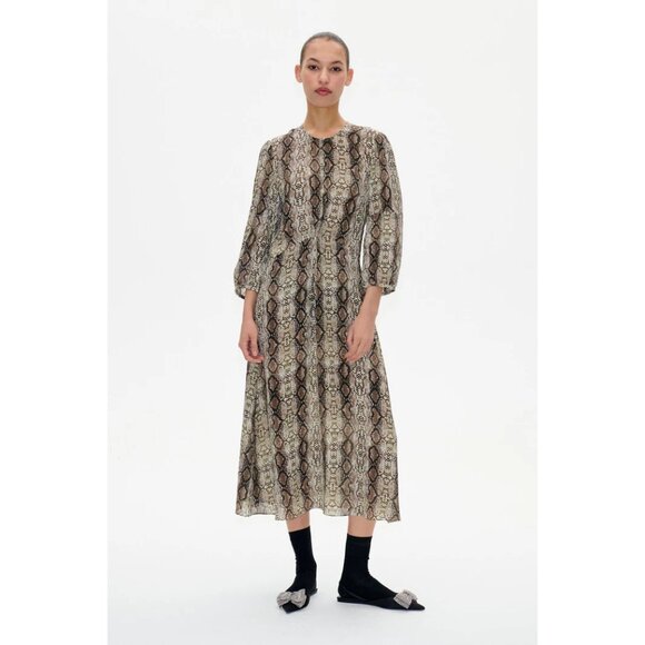 Baum Und Pferdgarten silk blend yellow snake print Adya dress - Picture 1 of 6